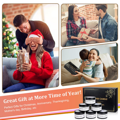 6 Pack Scented Candles Gift Set for Women & Men - Natural Soy Wax Aromatherapy Jar Candles