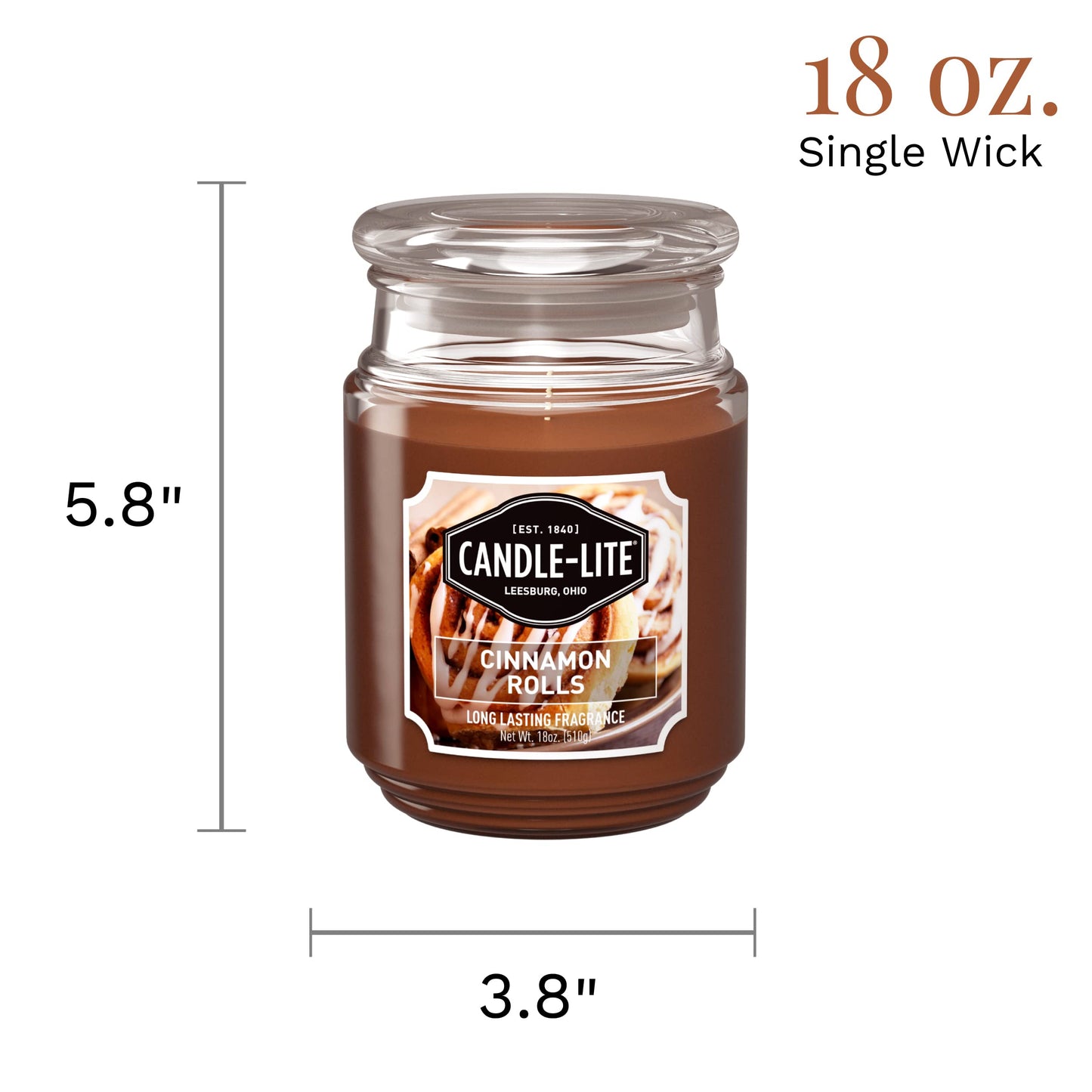 Candle-Lite Cinnamon Rolls 18 oz Brown Aromatherapy Candle