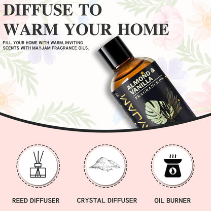 MAYJAM Almond & Vanilla Fragrance Oil - 100ml for Diffusers, Soap & Candles