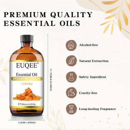 EUQEE Copaiba Essential Oil 118 ml | Pure Copaiba Oil with Dropper
