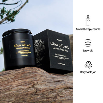 Cedarwood & Vetiver Soy Candle – Luxury Handcrafted Black Jar (7.05 oz, 42-Hour Burn)