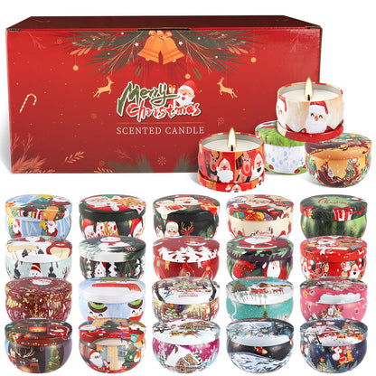 24Pack Christmas Scented Candle Tins Gift Set – Soy Wax, Smokeless, 2.5oz