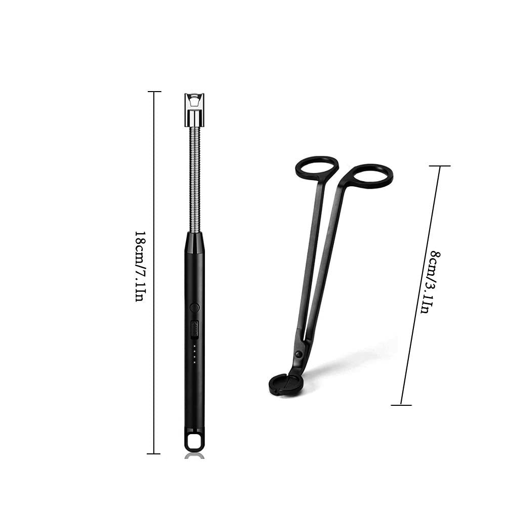 Vidisan Rechargeable Candle Lighter & Wick Trimmer – Candle Accessory Set (USB, Black)