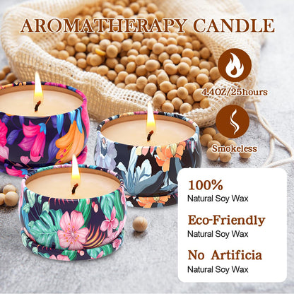 3 Pack Home Scented Candles – Cloves, Roses & Freesias (2.5oz Soy, Non-Toxic)