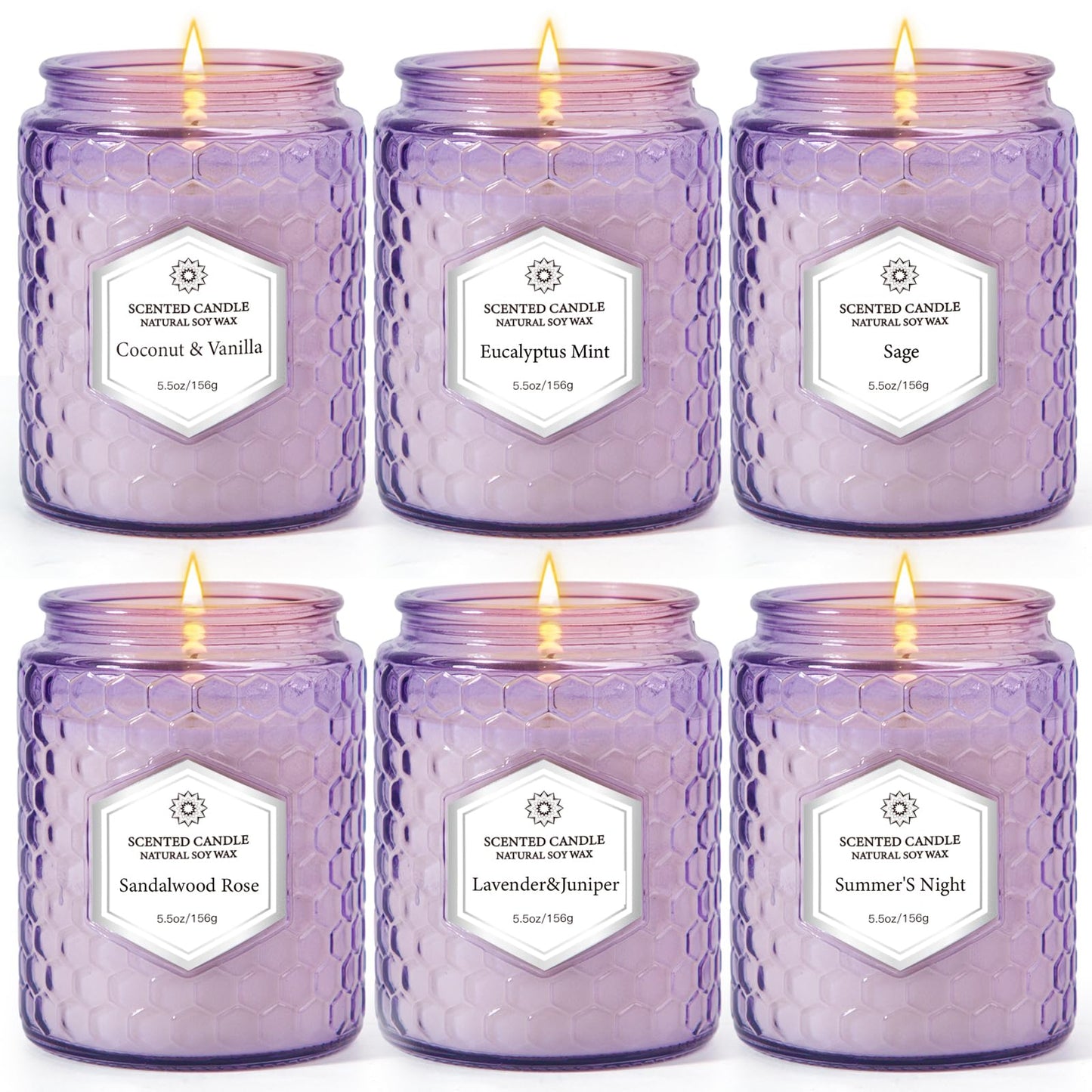 6 Pack Aromatherapy Candles Gift Set – Soy Wax, 240 Hours Total Burn Time