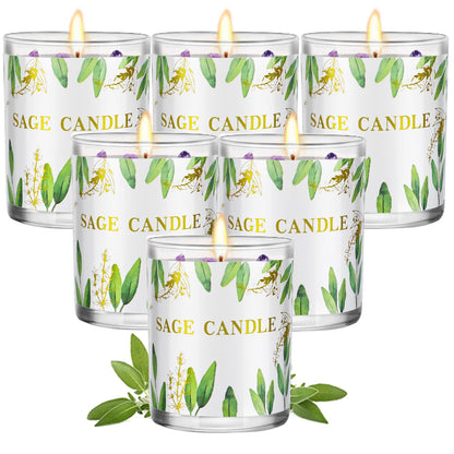 6 Pack Sage Candles for Cleansing Your Home | Crystal Healing Stones