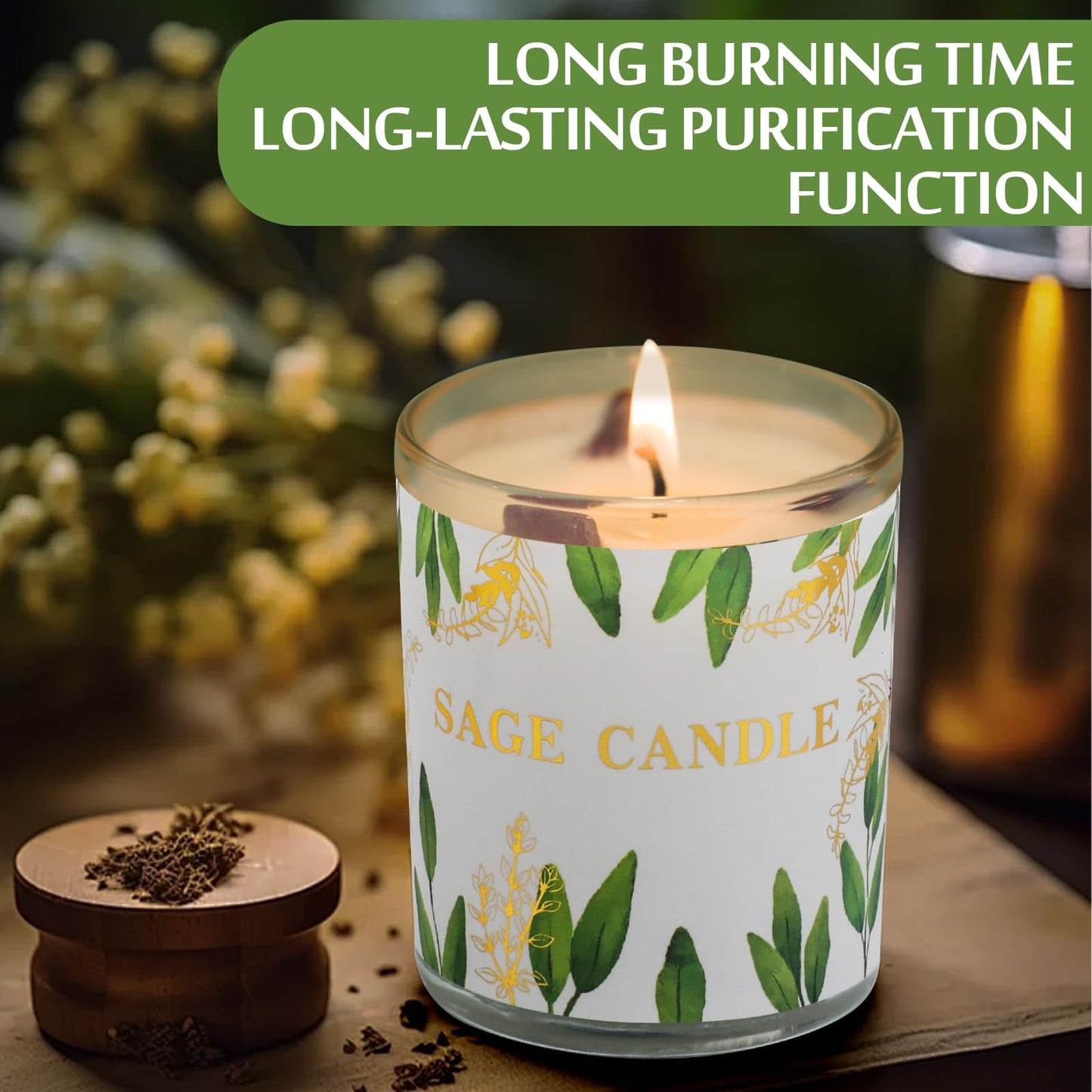 6 Pack Sage Candles for Cleansing Your Home | Crystal Healing Stones