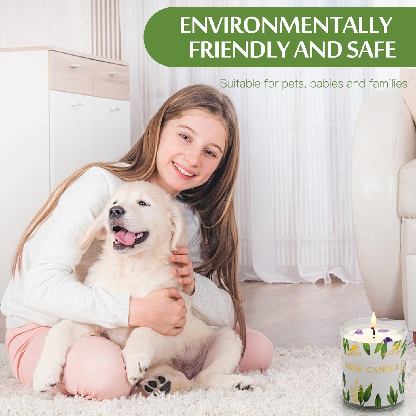 6 Pack Sage Candles for Cleansing Your Home | Crystal Healing Stones