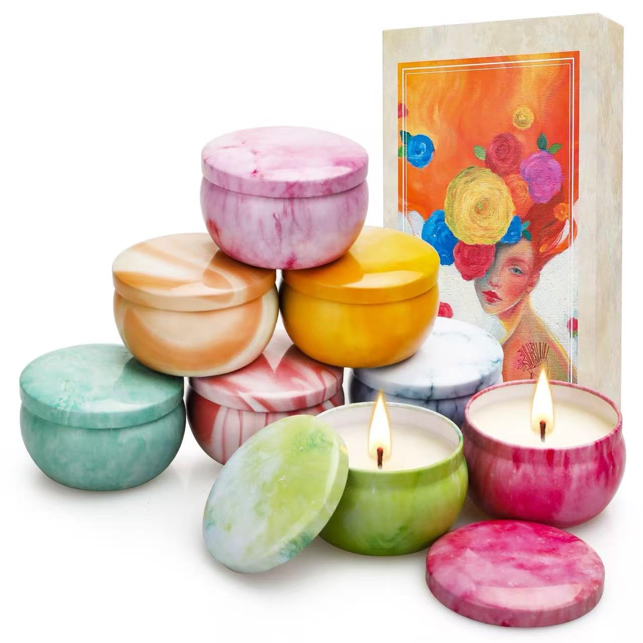 Candles 8 Pack - French Artistic Scented Gift Set for Women - Paris-Inspired