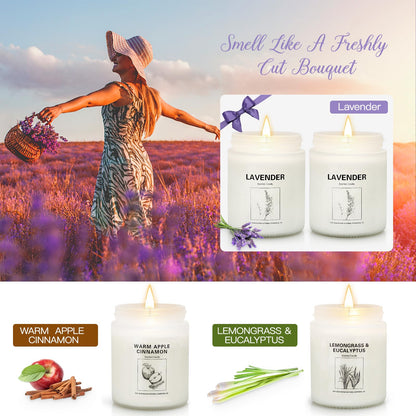 4 Pack Lavender Scented Candles Gift Set | 28 oz, Soy Wax, 200h Burn Time