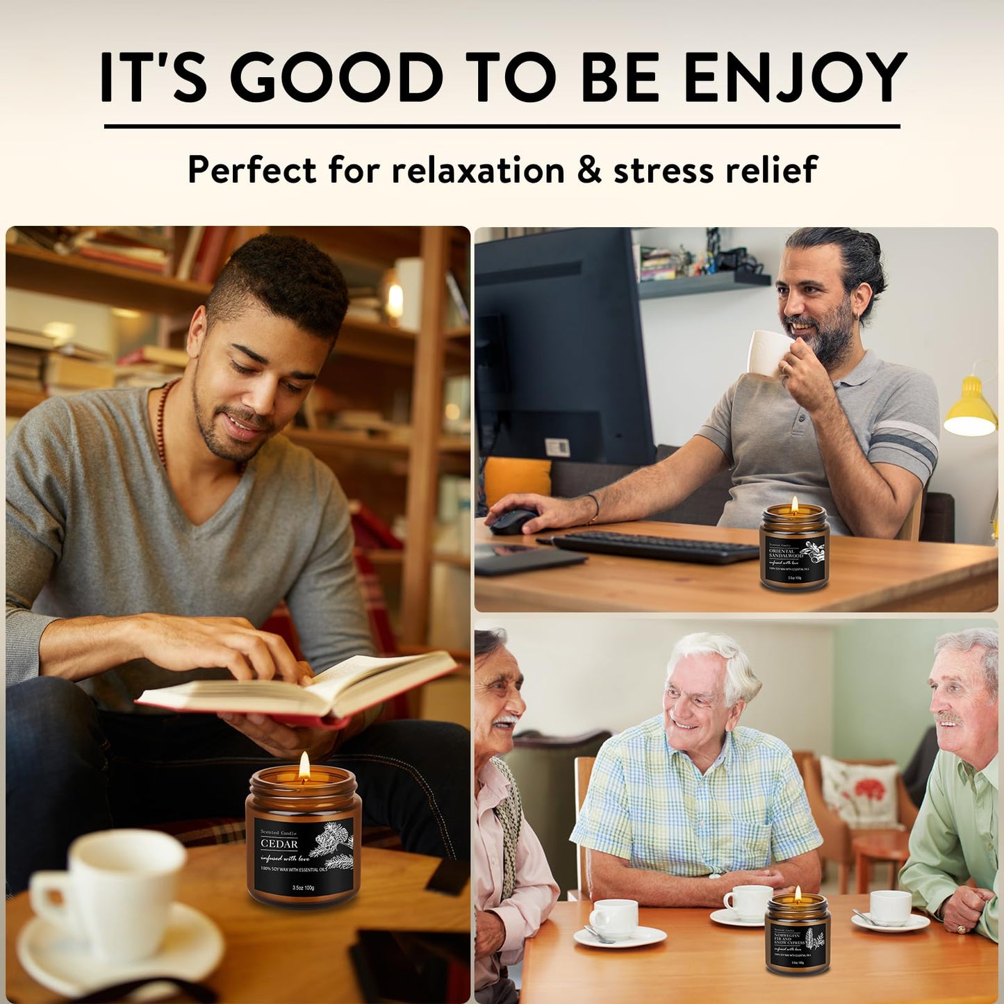 Candles for Men - 6 Pack Scented Soy Candles Set | Natural Aromatherapy Gift