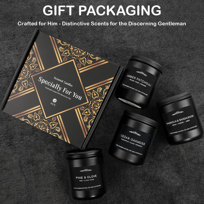 Candles for Men 4 Pack Soy Candles 28oz | 200 Hours Burn Time
