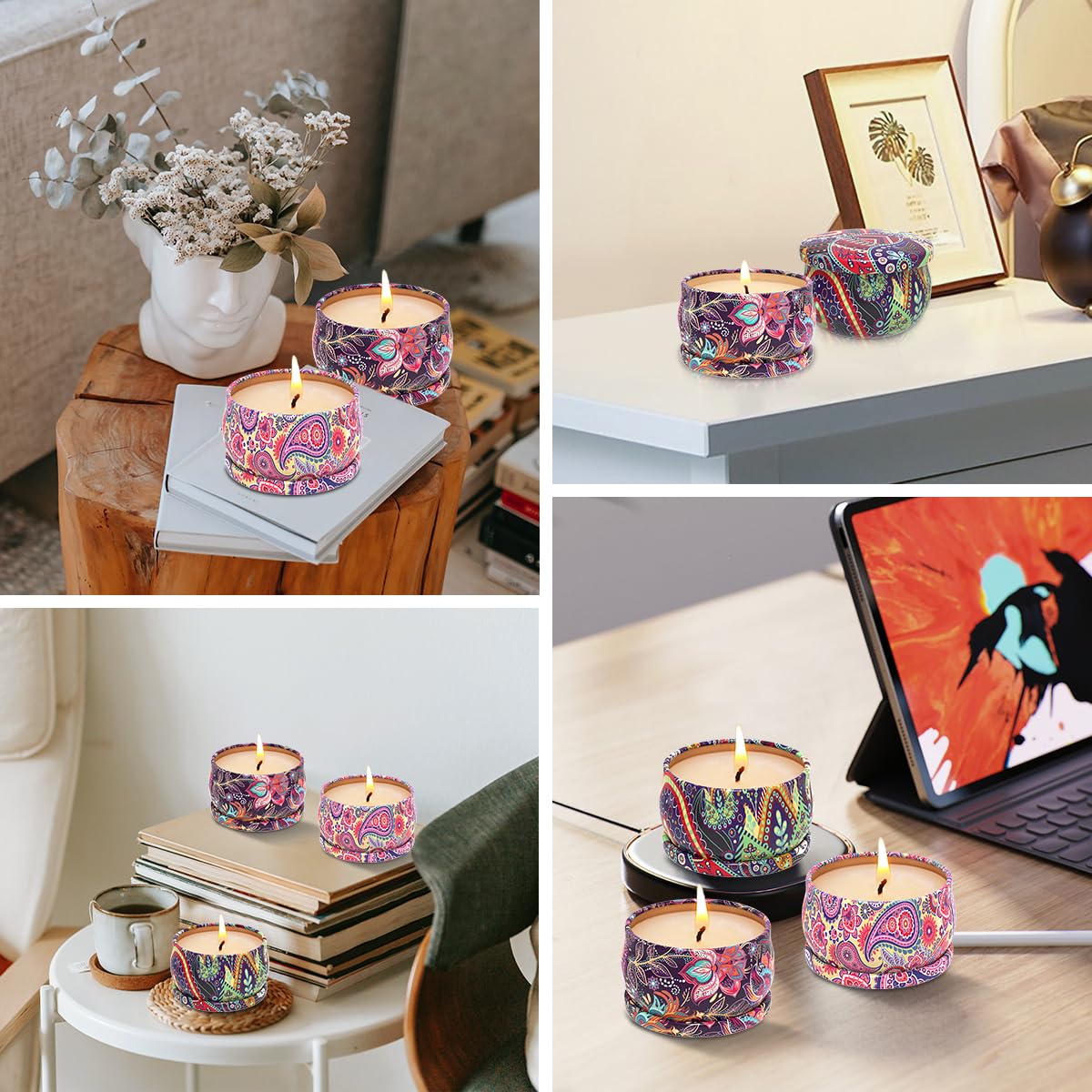 3 Pack Home Scented Candles – Lavender, Vanilla & Rose | 2.5 oz Soy