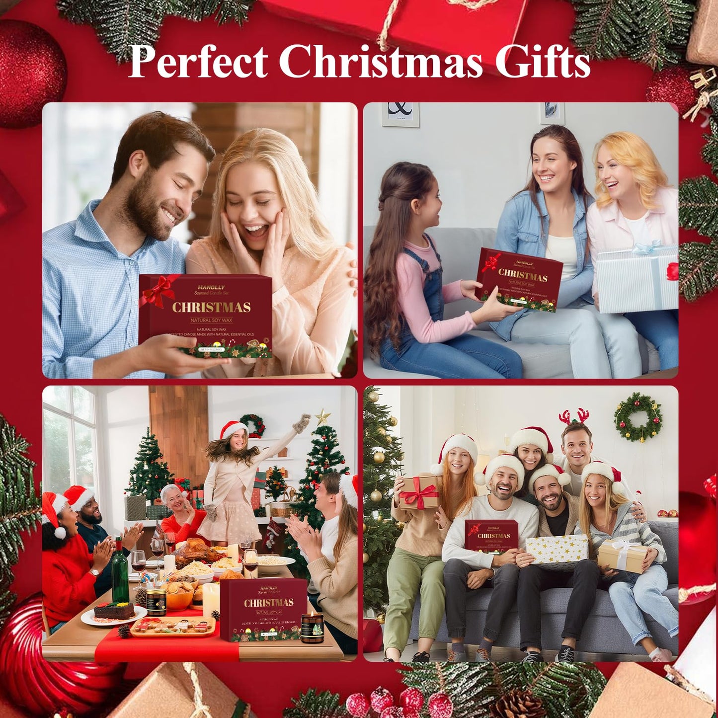 Christmas Scented Candles Set – 6 Pack Soy Candles for Holiday Gifts