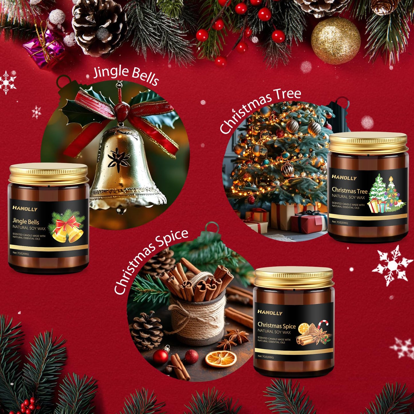Christmas Scented Candles Set – 6 Pack Soy Candles for Holiday Gifts