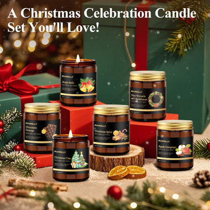 Christmas Scented Candles Set – 6 Pack Soy Candles for Holiday Gifts