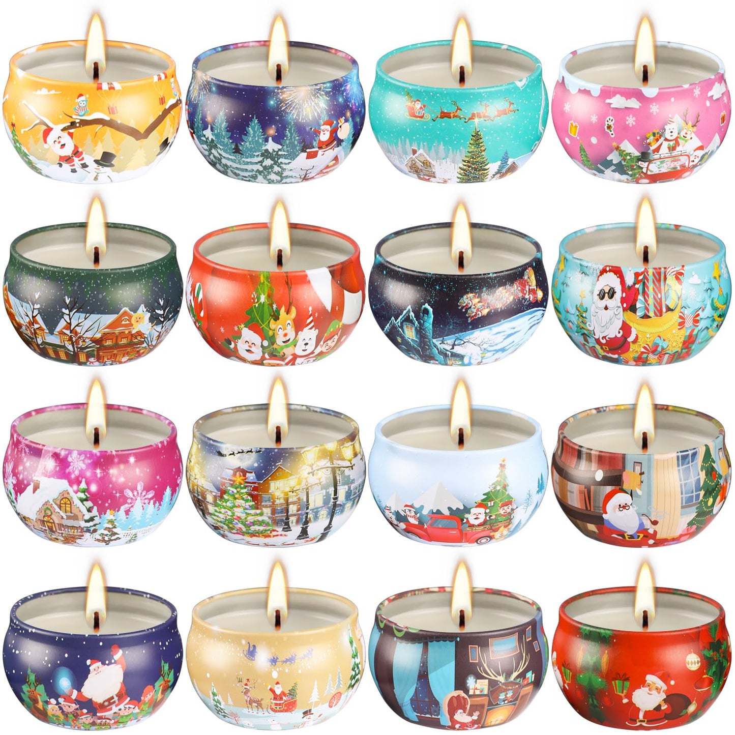 16PCS Scented Candles Christmas Gift Set - Natural Soy Wax 2.5oz Candles, 16 Fragrances