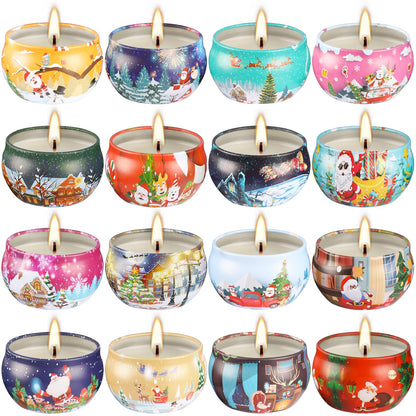 16PCS Scented Candles Christmas Gift Set - Natural Soy Wax 2.5oz Candles, 16 Fragrances