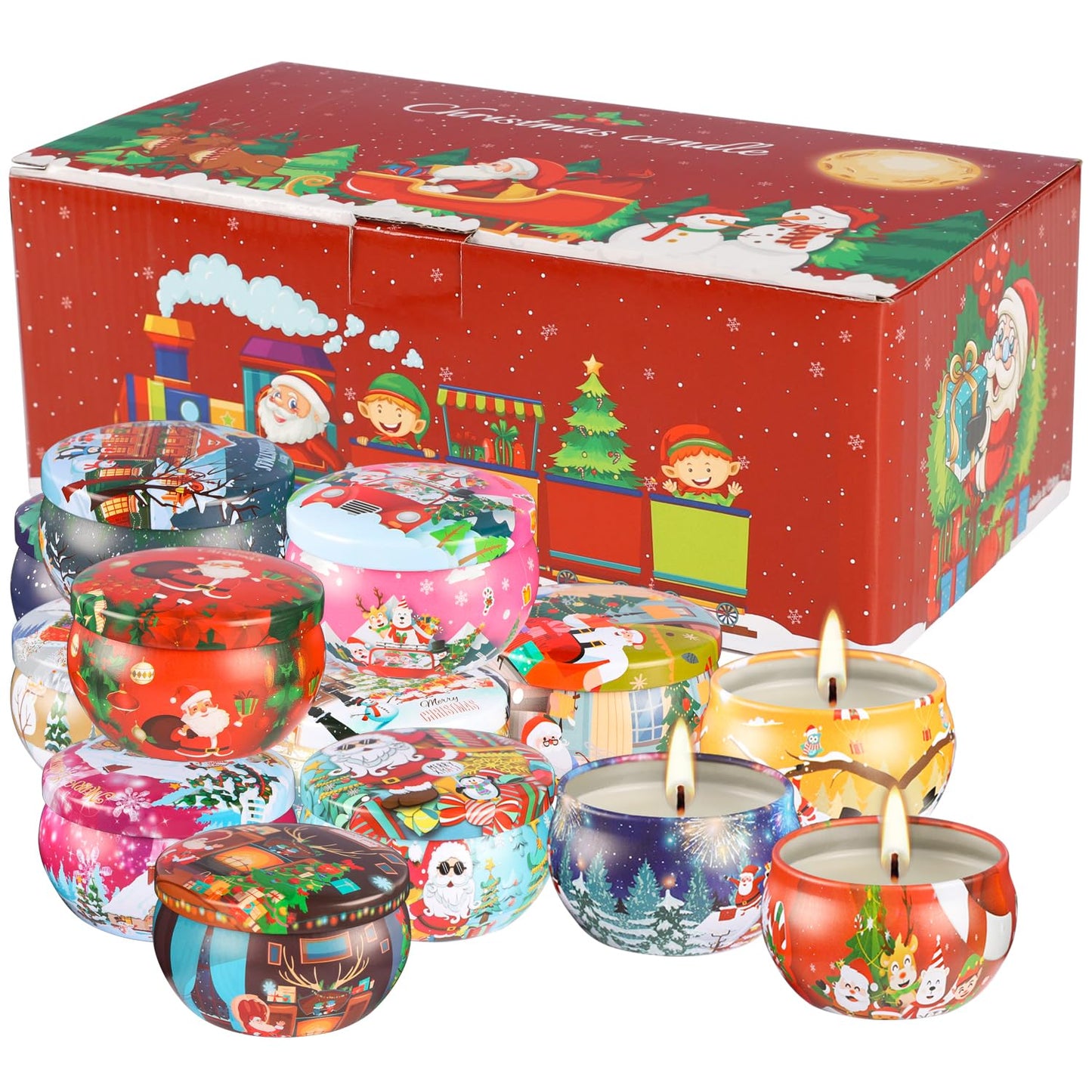 16PCS Scented Candles Christmas Gift Set - Natural Soy Wax 2.5oz Candles, 16 Fragrances