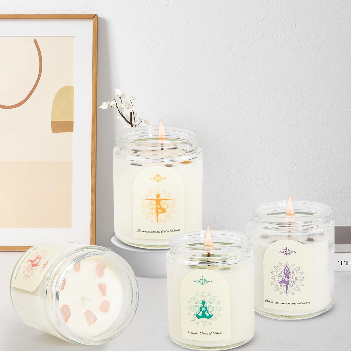 4-Pack Crystal Soy Candles – Aromatherapy Scented Gift Set for Women | 24 oz