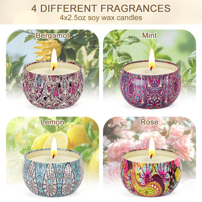 Candles for Women | 4 Pack Scented Soy Wax Gift Set | Long-Lasting Aromatherapy