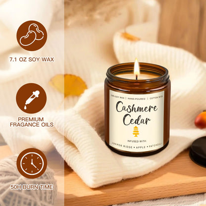 6 Pack Fall Scented Candles – 7.1oz Soy Wax, Amber Jar Gift Set