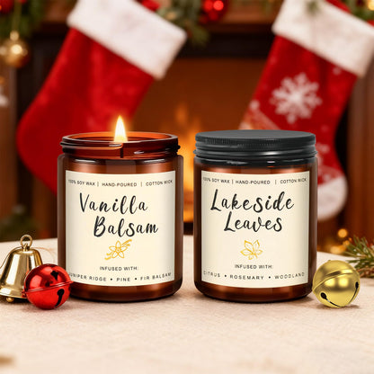 6 Pack Fall Scented Candles – 7.1oz Soy Wax, Amber Jar Gift Set