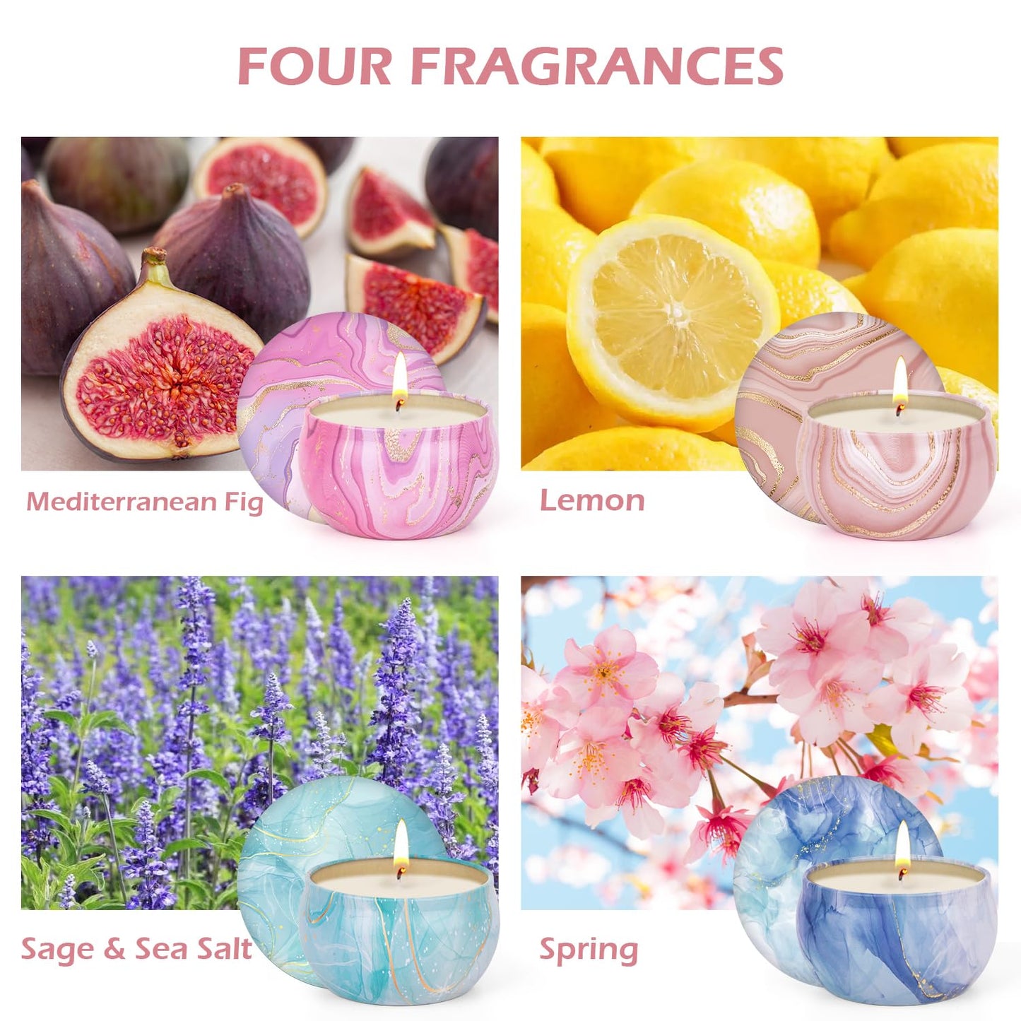Aromatherapy Candles Gift Set for Women - 4 Pack, 80 Hours Long Lasting, Home Scented, Gifts for Christmas, Birthday & Valentine's Day