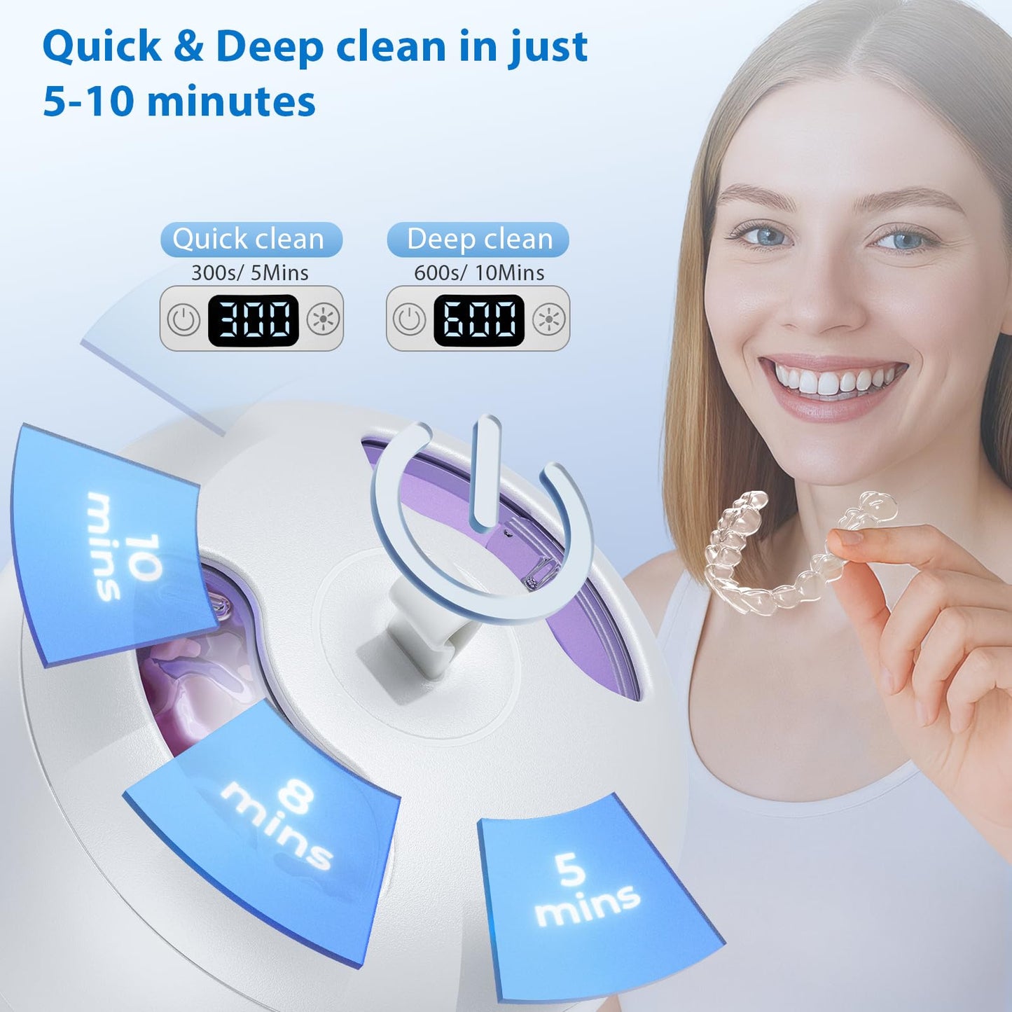 CANHOPE Ultrasonic Retainer Cleaner – 42kHz, IPX7, 3 Timers, Quiet
