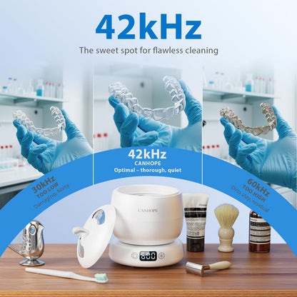CANHOPE Ultrasonic Retainer Cleaner – 42kHz, IPX7, 3 Timers, Quiet