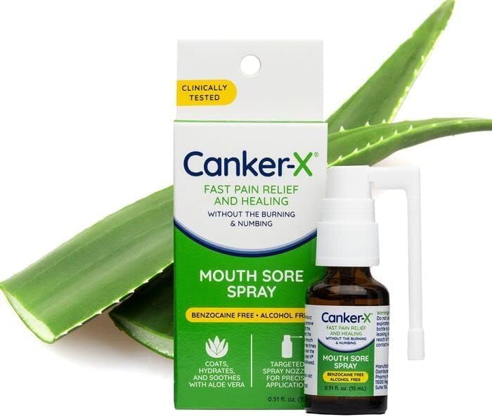 Canker-X Mouth Sore Spray  Benzocaine-Free & Alcohol-Free Oral Pain Relief (0.51 Fl. Oz) | Targeted Spray Nozzle