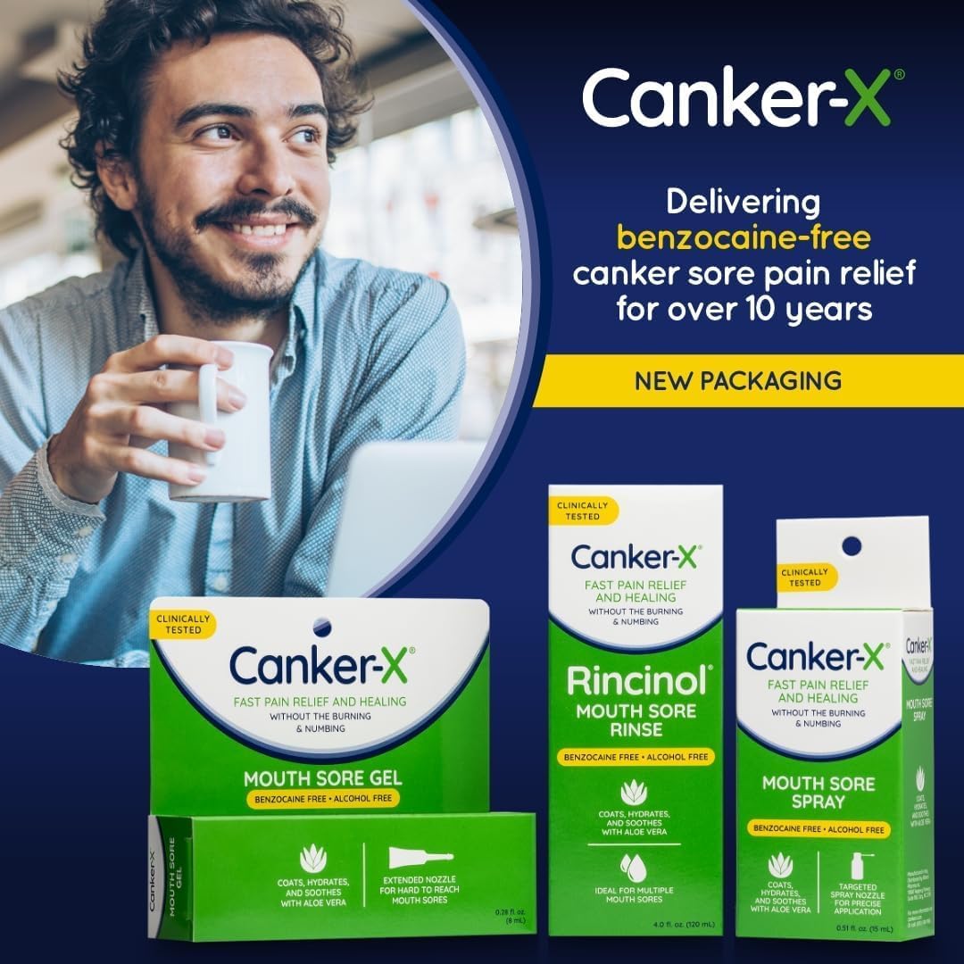 Canker-X Mouth Sore Spray  Benzocaine-Free & Alcohol-Free Oral Pain Relief (0.51 Fl. Oz) | Targeted Spray Nozzle