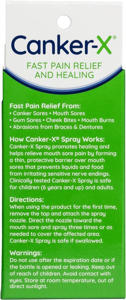 Canker-X Mouth Sore Spray  Benzocaine-Free & Alcohol-Free Oral Pain Relief (0.51 Fl. Oz) | Targeted Spray Nozzle