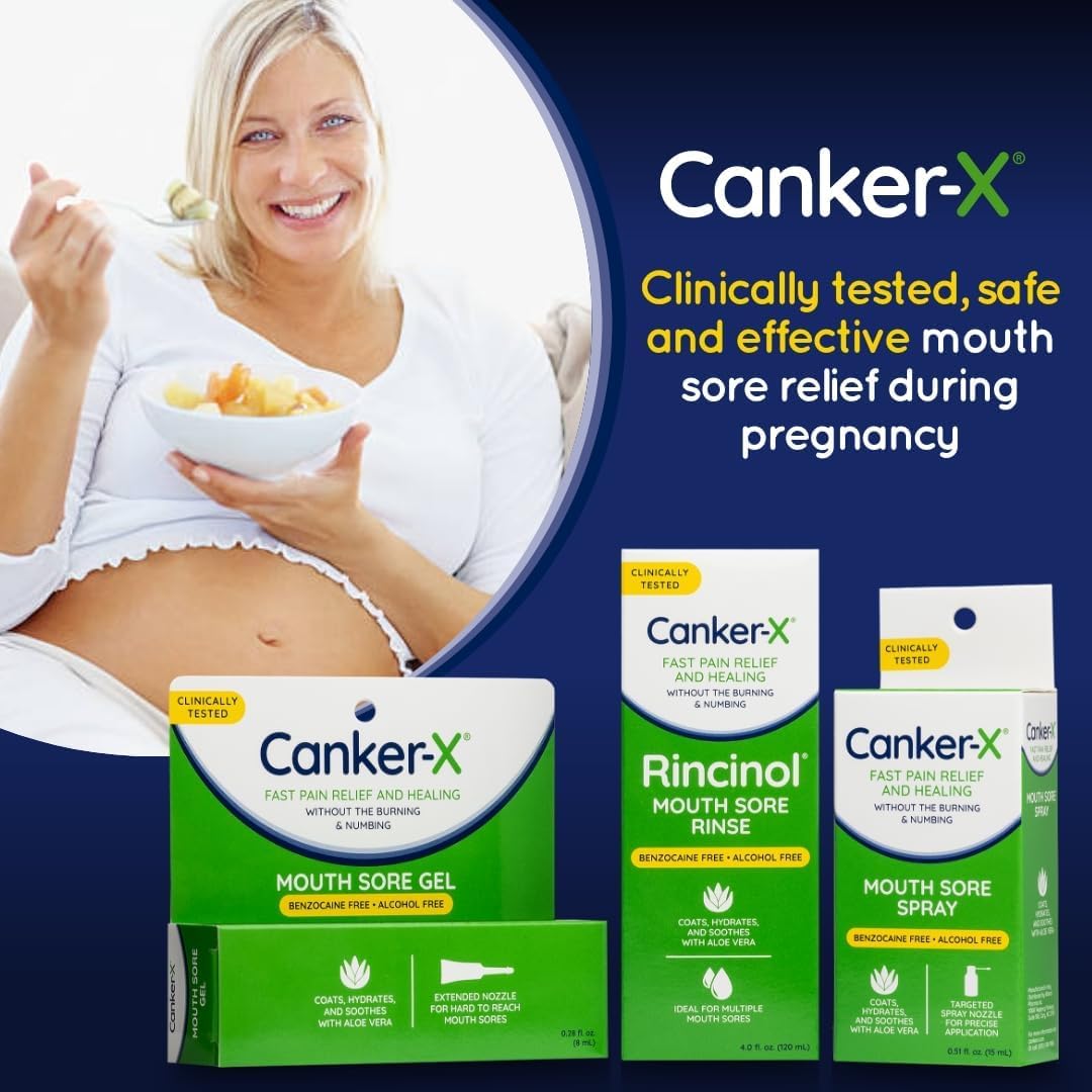 Canker-X Rincinol Oral Rinse Mouthwash – Quick Pain Relief for Canker Sores (Benzocaine Free & Alcohol Free) – 4.0 Fl Oz