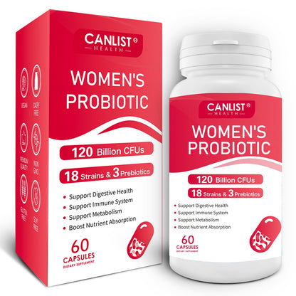CANLIST Women's Probiotics 120B CFUs | 18 Strains | 60 Capsules | Non-GMO & Vegan