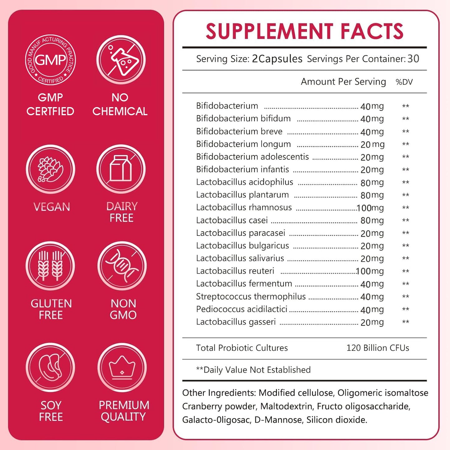 CANLIST Women's Probiotics 120B CFUs | 18 Strains | 60 Capsules | Non-GMO & Vegan