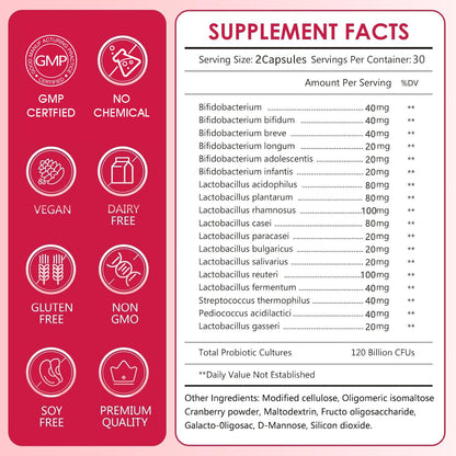 CANLIST Women's Probiotics 120B CFUs | 18 Strains | 60 Capsules | Non-GMO & Vegan