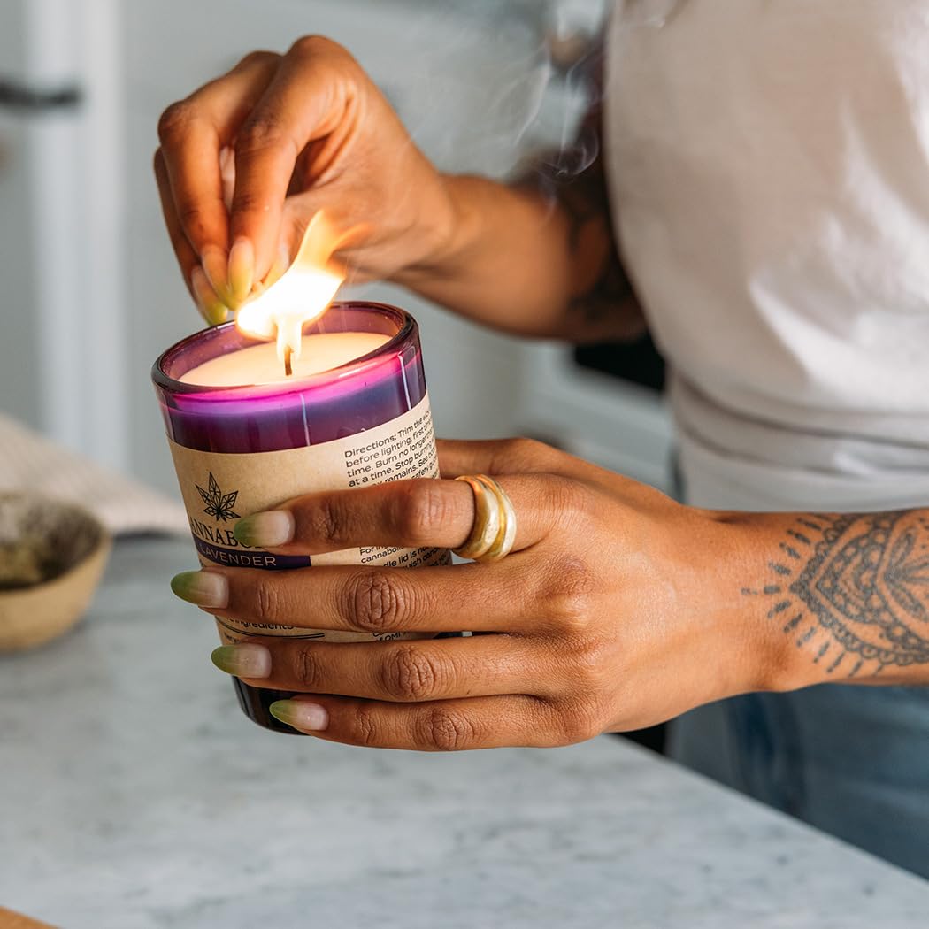 Cannabolish Lavender Smoke Odor Eliminating Candle – 7 oz (Pack of 2) | Natural Ingredients