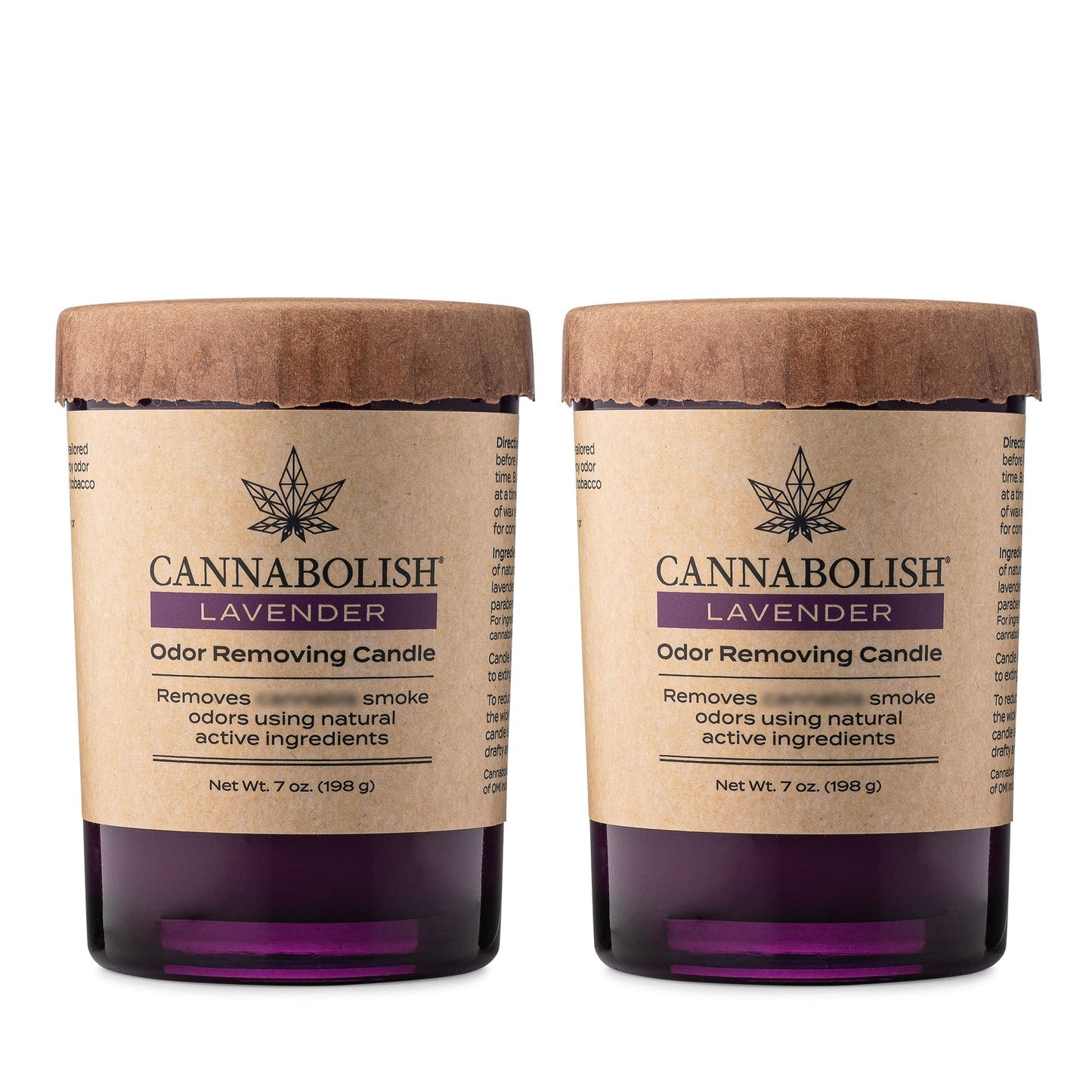 Cannabolish Lavender Smoke Odor Eliminating Candle – 7 oz (Pack of 2) | Natural Ingredients