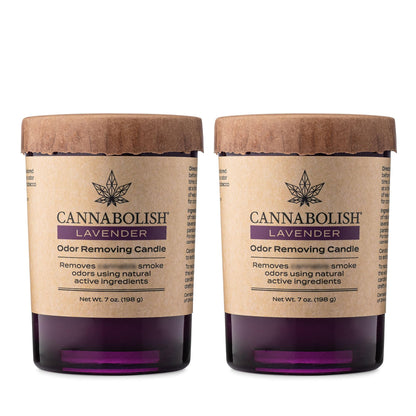 Cannabolish Lavender Smoke Odor Eliminating Candle – 7 oz (Pack of 2) | Natural Ingredients