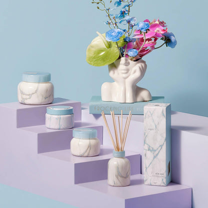 Capri Blue Blue Jean Reed Diffuser Set – Marble Diffuser, Sticks & Aroma Oil (5.7 fl oz)