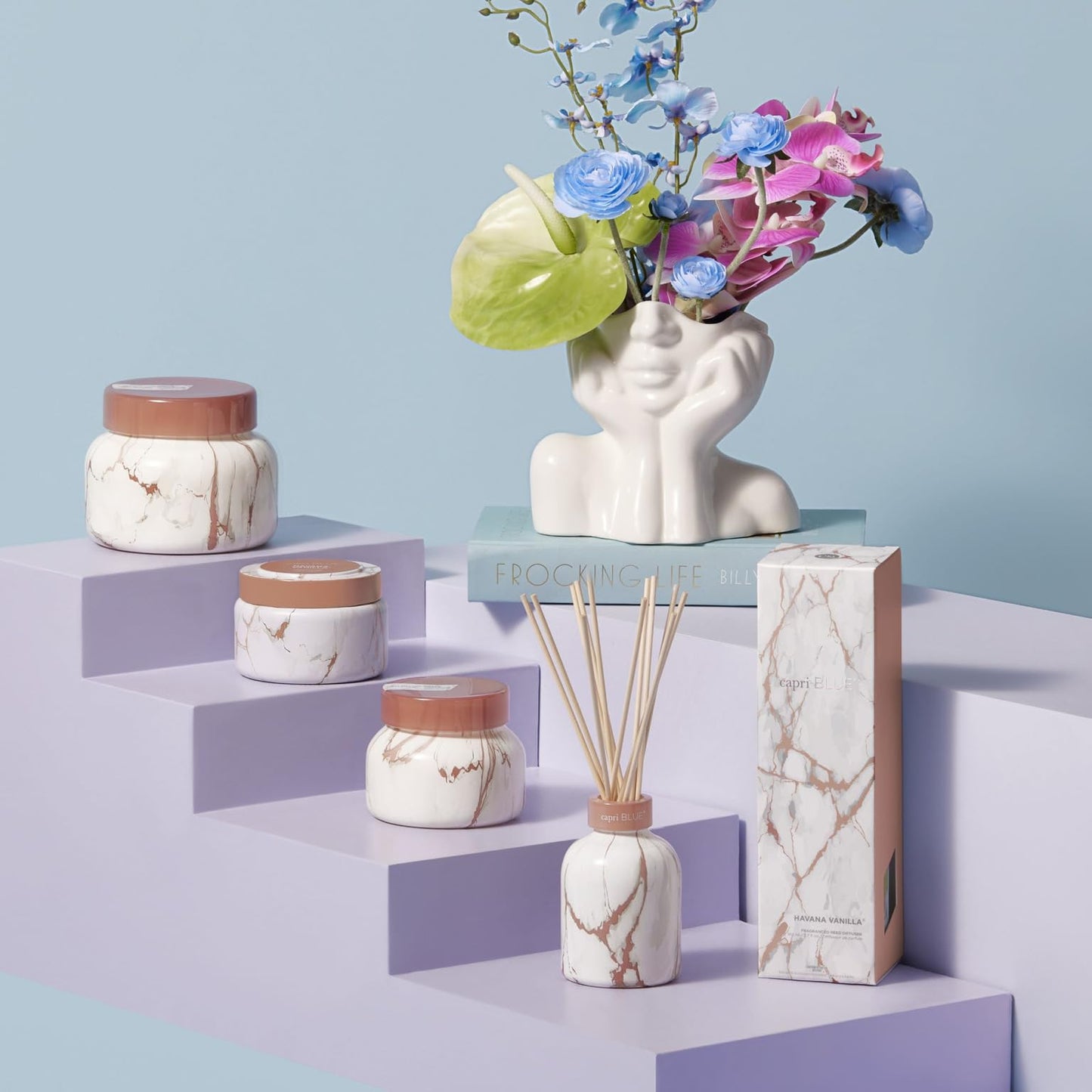 Capri Blue Havana Vanilla Modern Marble Reed Diffuser Set - 5.7 fl oz