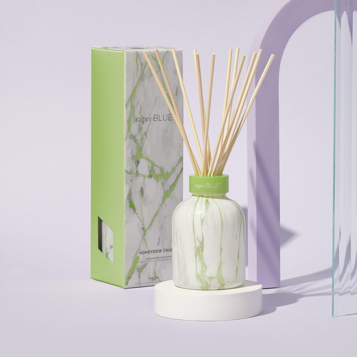 Capri Blue Reed Diffuser Set - Honeydew Crush | Modern Marble Diffuser, 5.7 fl oz