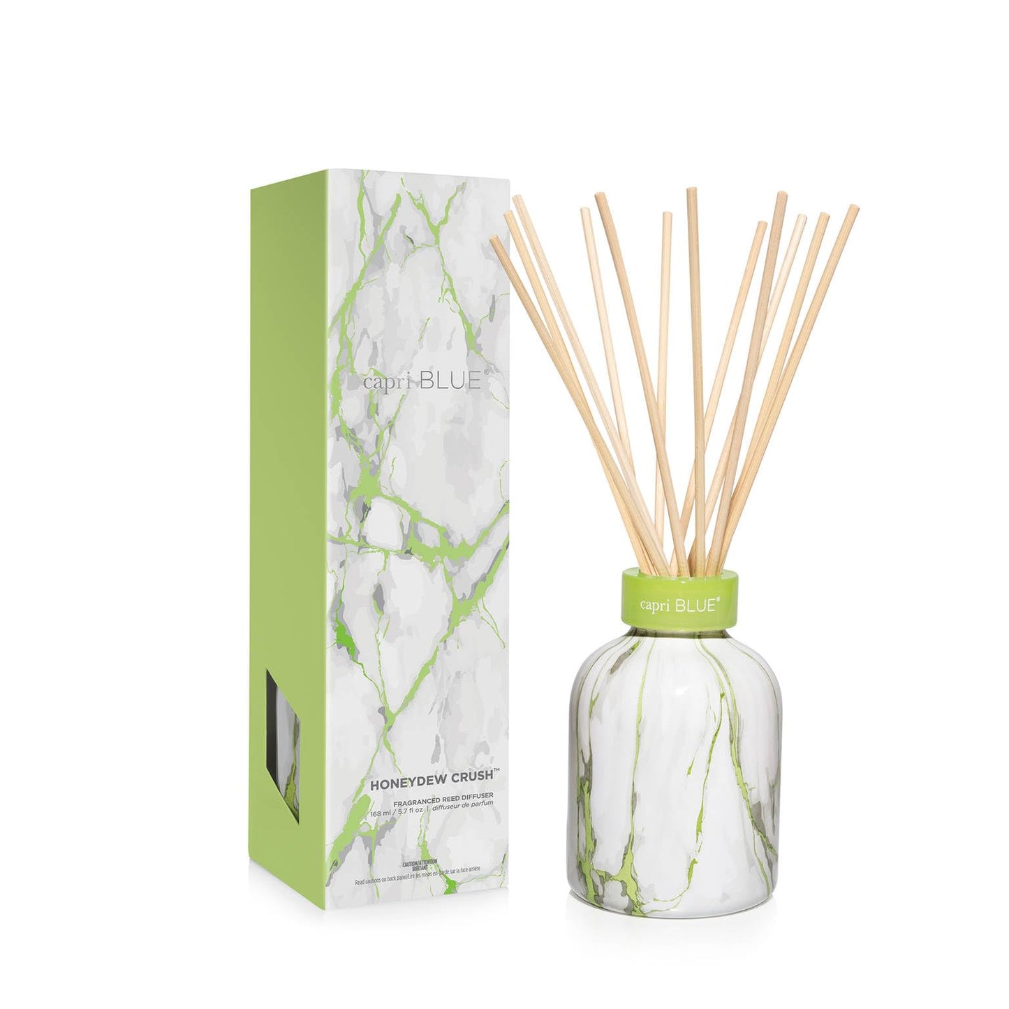 Capri Blue Reed Diffuser Set - Honeydew Crush | Modern Marble Diffuser, 5.7 fl oz