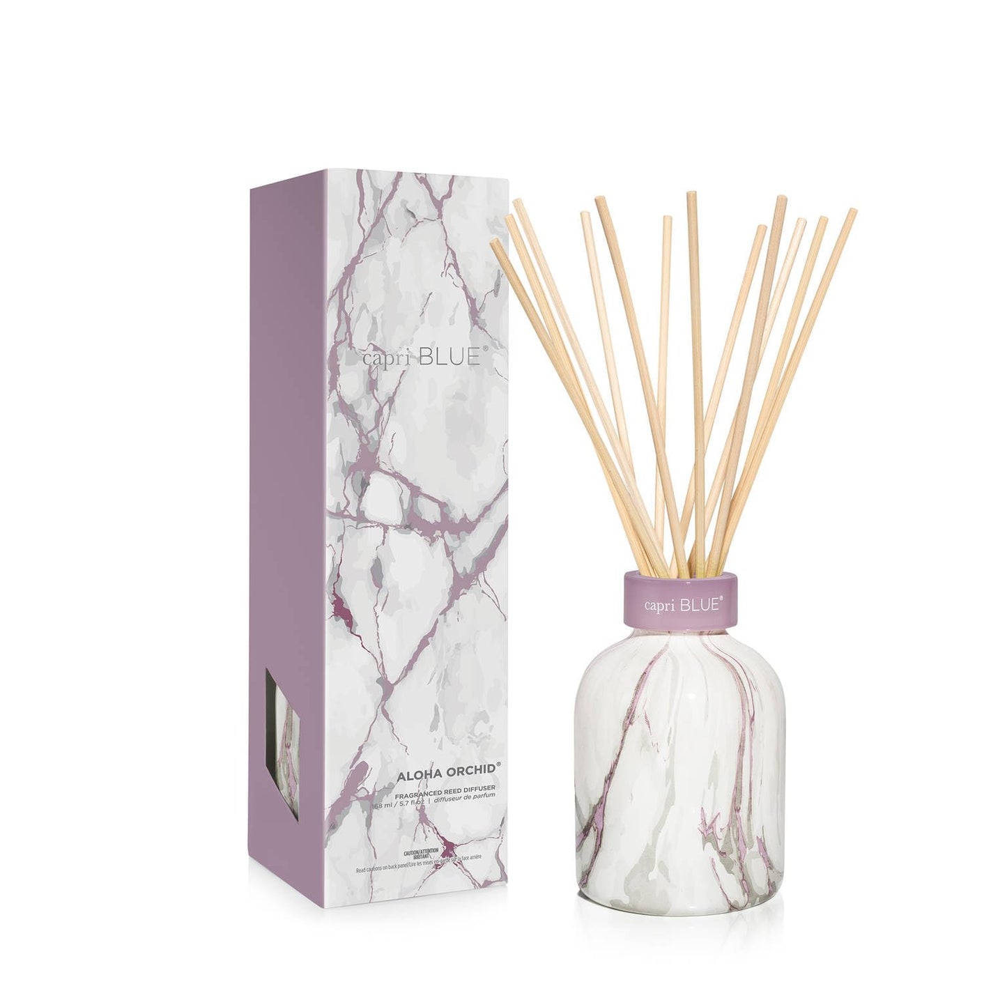 Capri Blue Modern Marble Reed Diffuser Set - Aloha Orchid (5.7 fl oz) | Luxury Home Fragrance