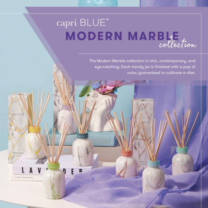 Capri Blue Modern Marble Reed Diffuser Set - Aloha Orchid (5.7 fl oz) | Luxury Home Fragrance