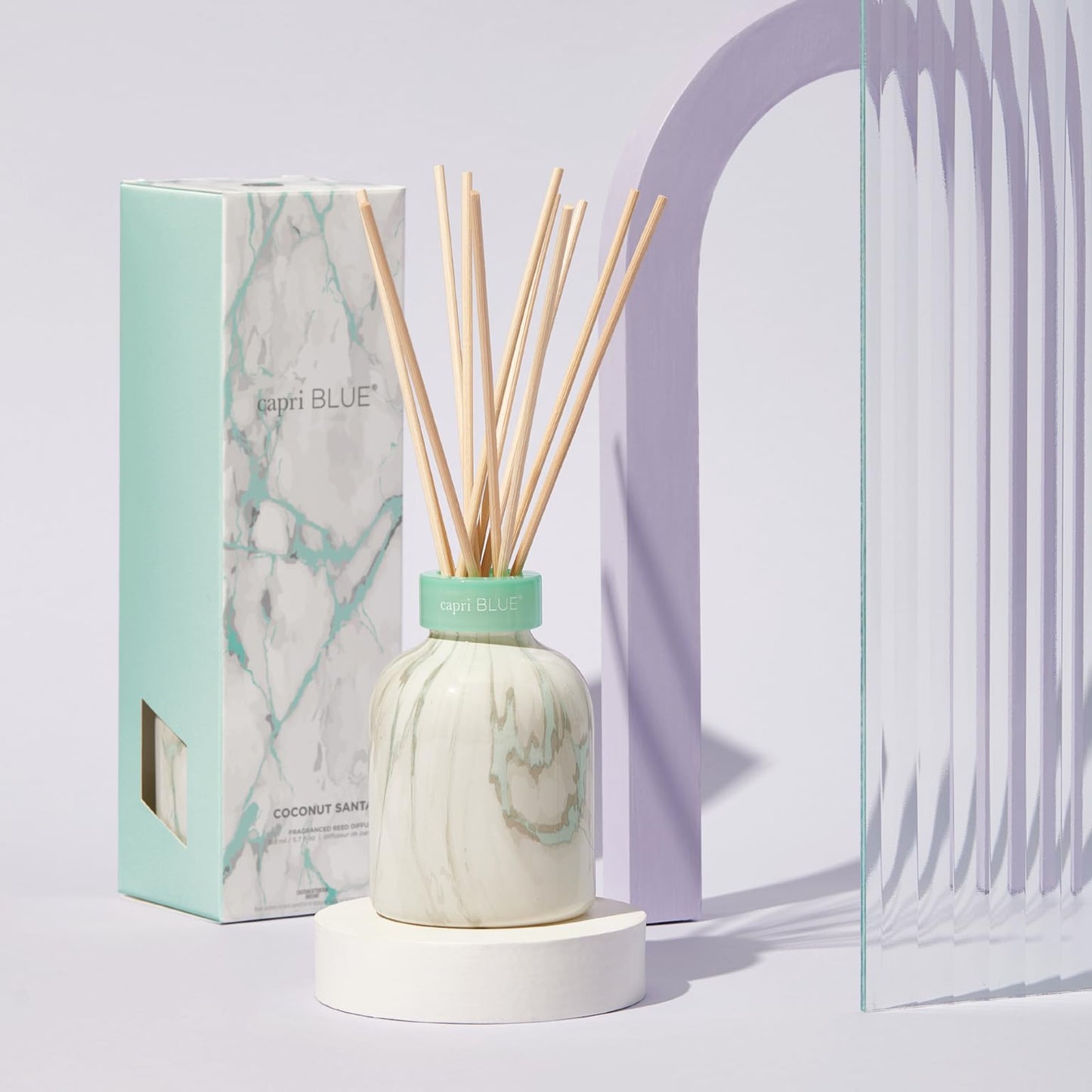 Capri Blue Modern Marble Reed Diffuser Set – Coconut Santal | Luxury Home Fragrance