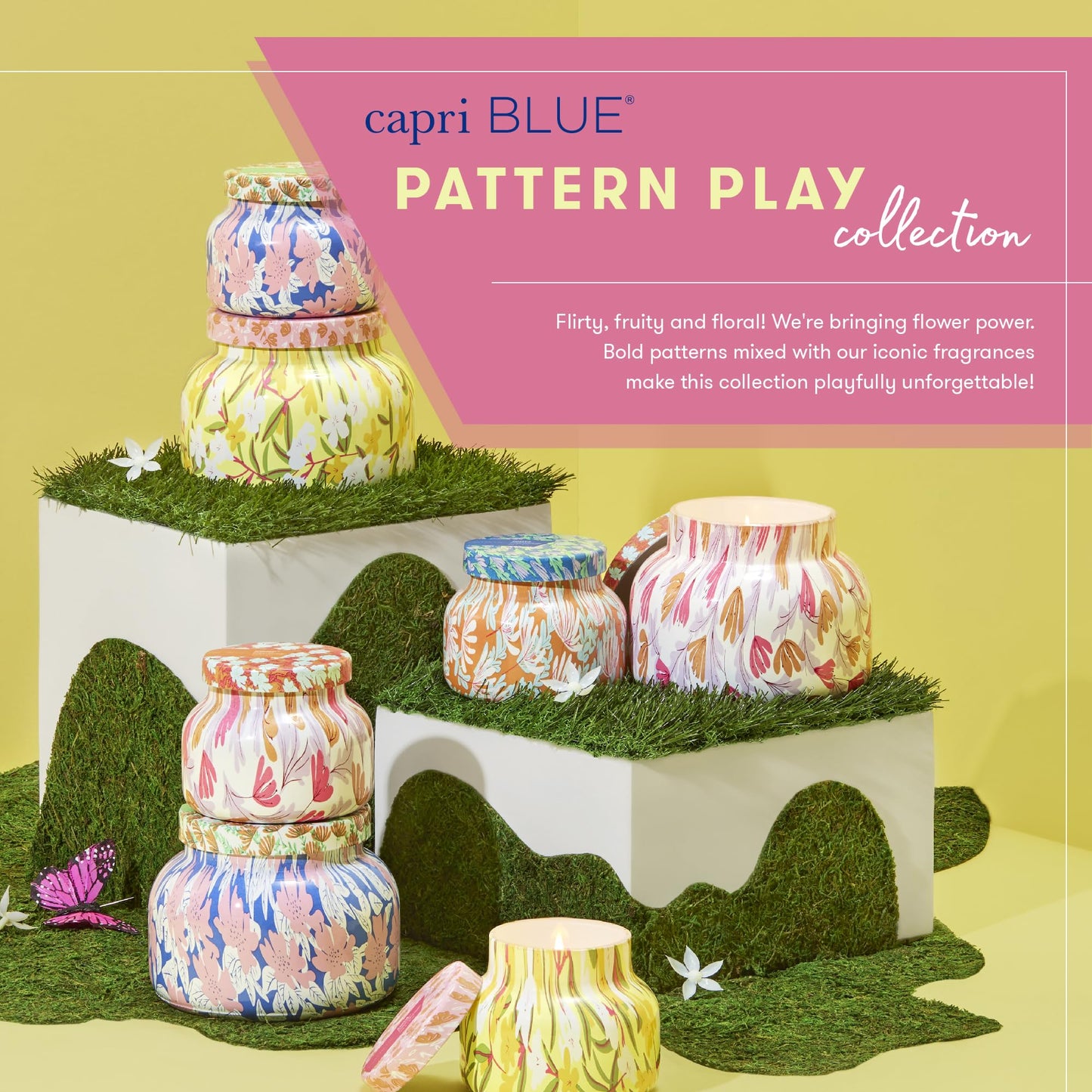 Capri Blue Pattern Play Candles - 8 oz Pineapple Flower Scented Glass Jar