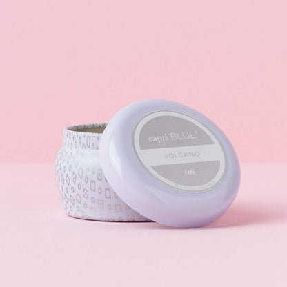 Capri Blue Volcano Mini Tin Candle (3 oz) • Luxury Soy Wax Blend in Tropical Fruit & Sugared Citrus • White Jar