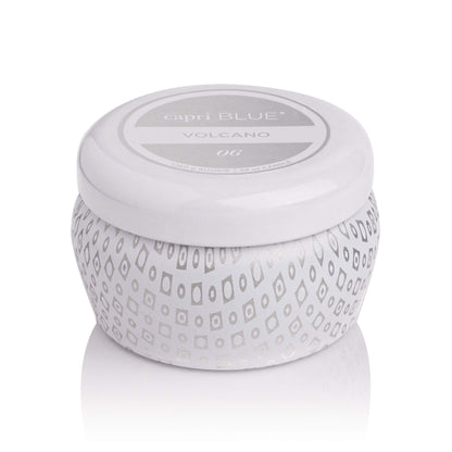 Capri Blue Volcano Mini Tin Candle (3 oz) • Luxury Soy Wax Blend in Tropical Fruit & Sugared Citrus • White Jar
